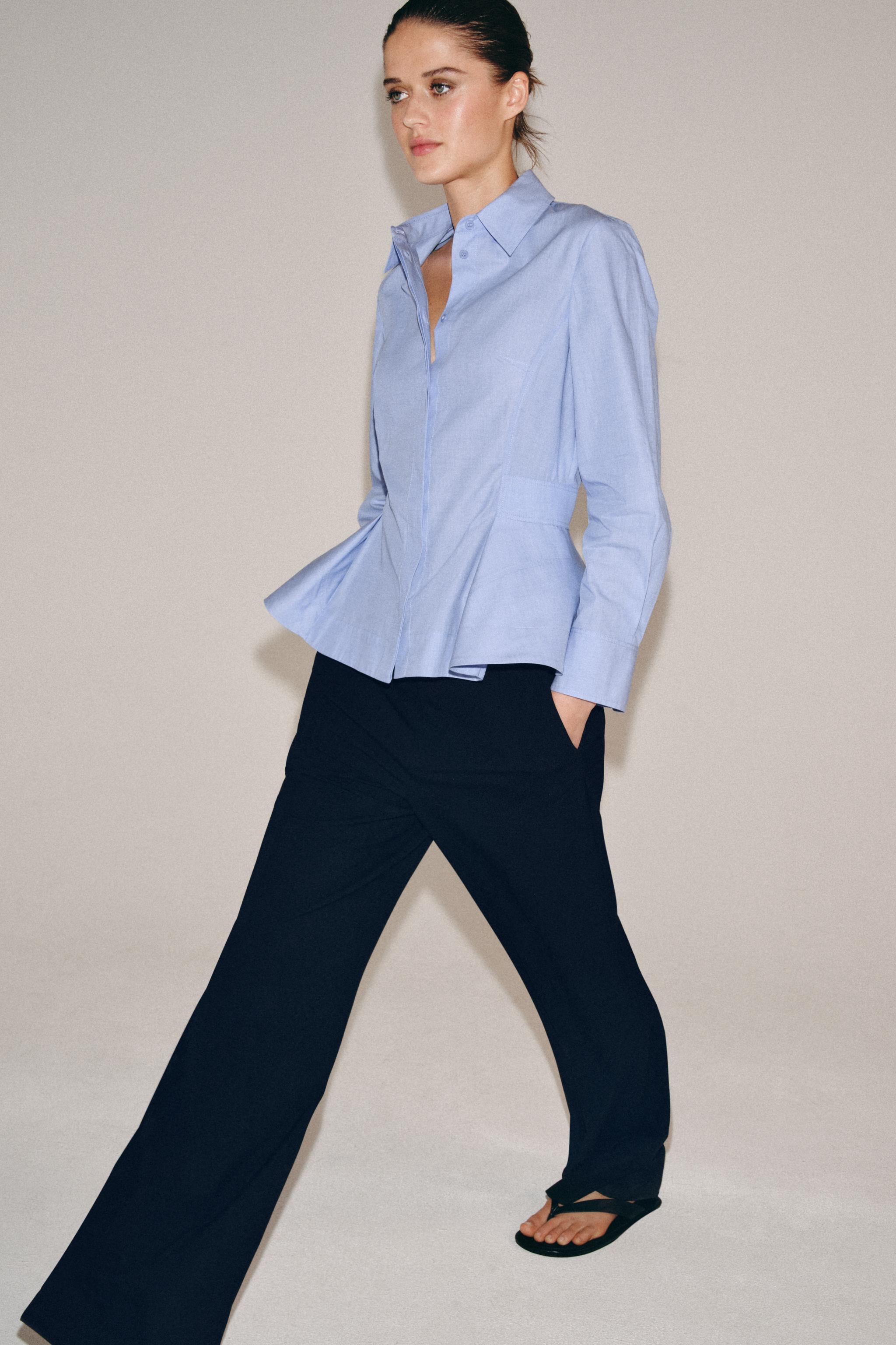 ZW COLLECTION PEPLUM POPLIN SHIRT